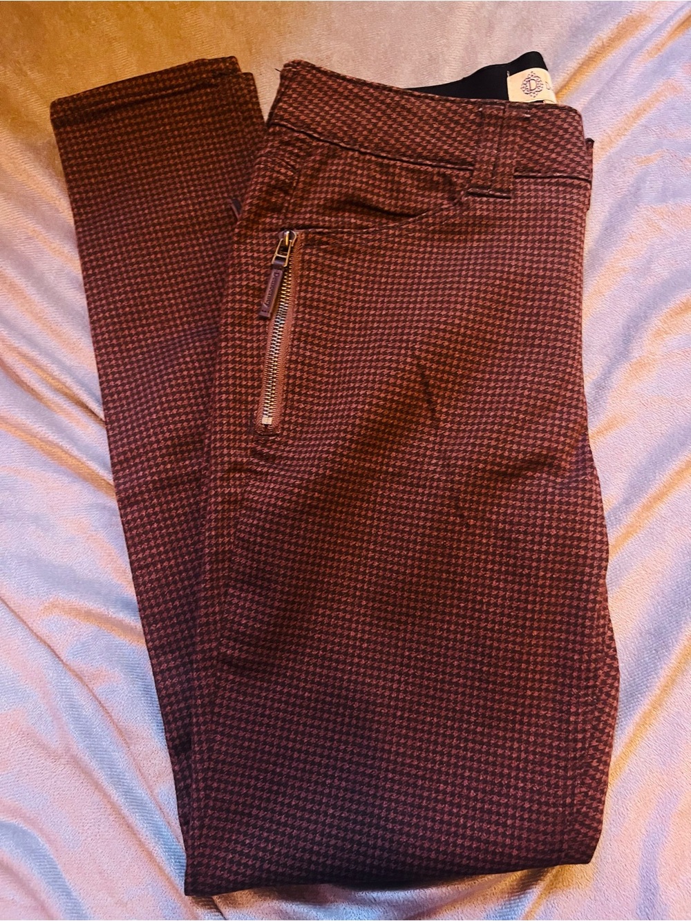 Brown Houndstooth Hot Pants